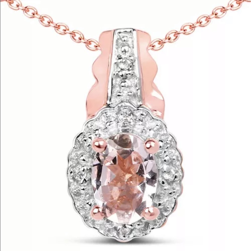 Sterling Silver Morganite Rose Gold Plate Set